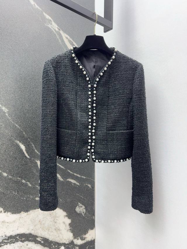 C Brand 25Ss Autumn/Winter New Arrival Heavy-Duty Beaded Tweed Jacket, Elegant S