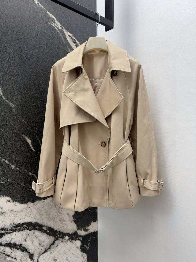 Loe 25Ss Autumn/Winter New Arrival Lapel Tulip Trench Coat - Stylish and Elegant