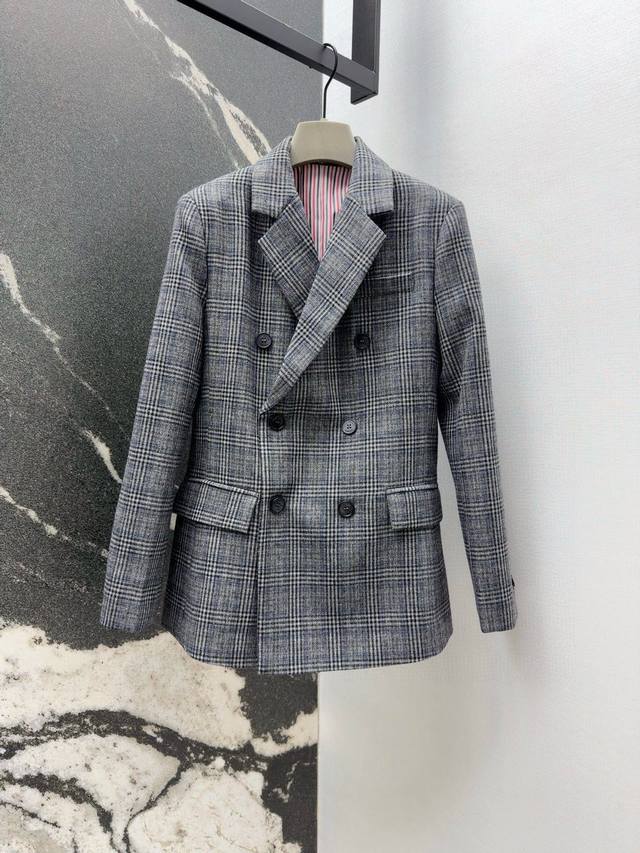 Tb 25Ss Autumn/Winter New Arrival British Preppy Style Series Grey Plaid Double-