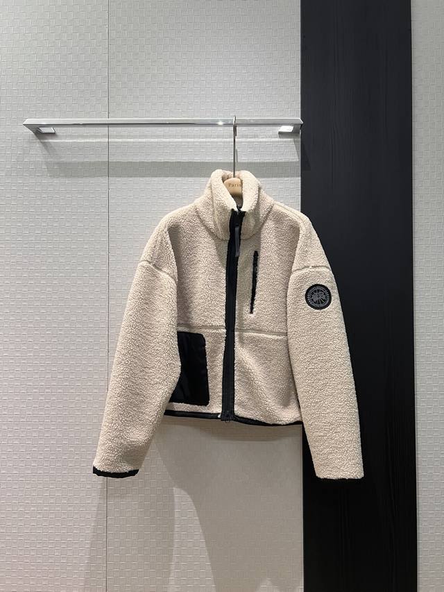 New Canada Goose Fleece Stand Collar Loose-fitting Jacket with Classic Embroider