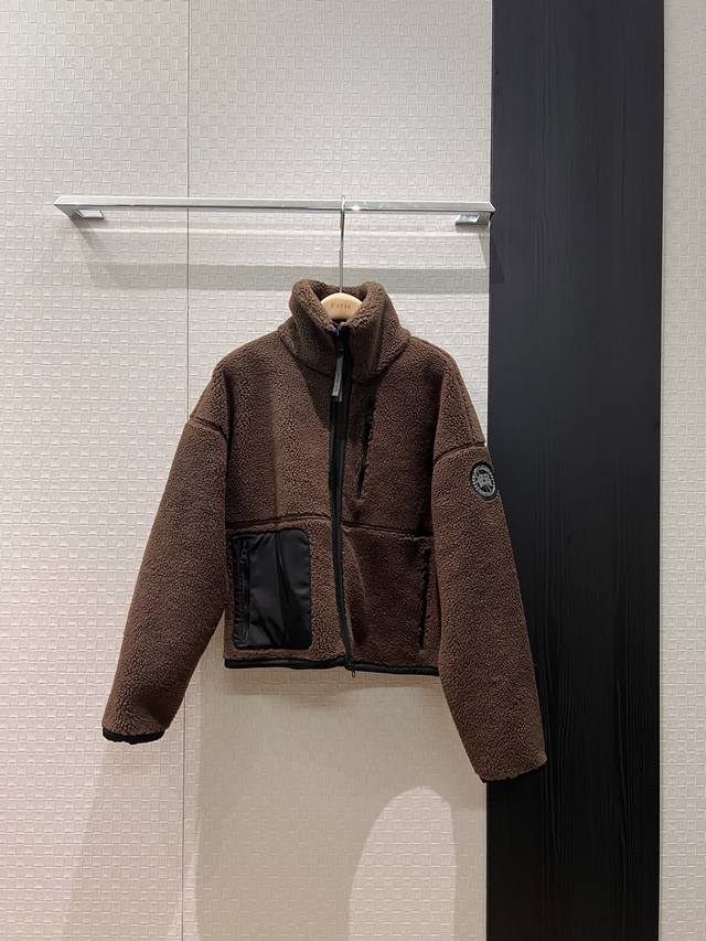 New Canada Goose Fleece Stand Collar Loose Jacket with Classic Embroidered Logo,