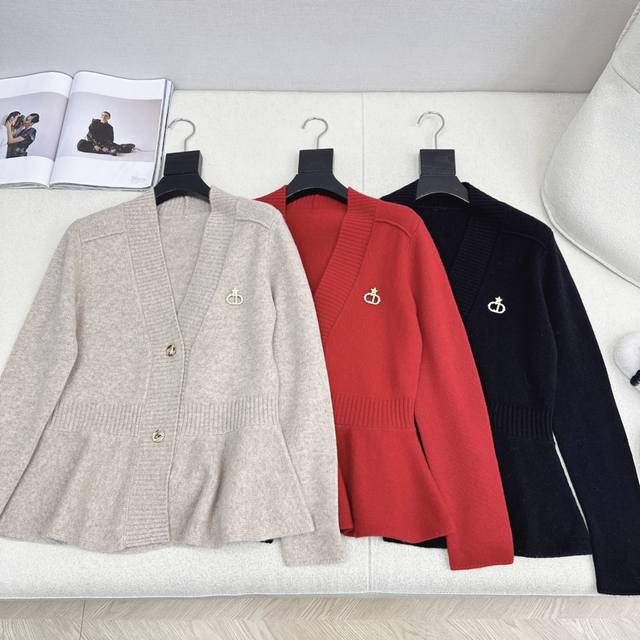 Exclusive Style~ Cd 25Ss Autumn/Winter Newest Ruffled Hem V-Neck Sweater - Styli