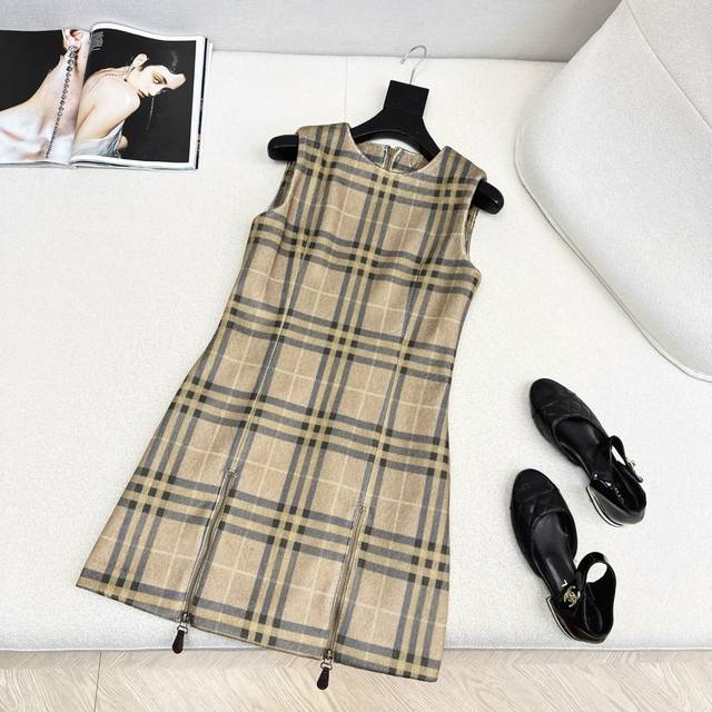 Retro-chic Bur 25Ss Autumn/Winter Newest Classic Plaid Shirt Dress, Youthful an
