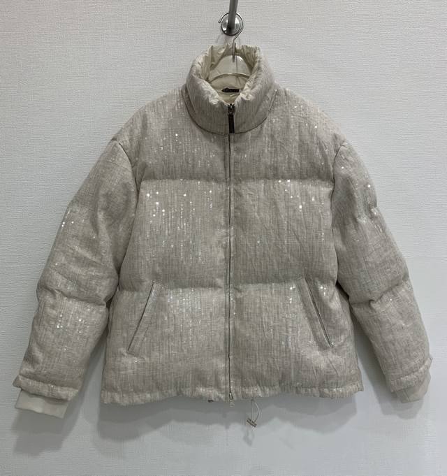 Italian Bc Fashionable Versatile Casual Warm Sequined Cashmere Knit Goose Down