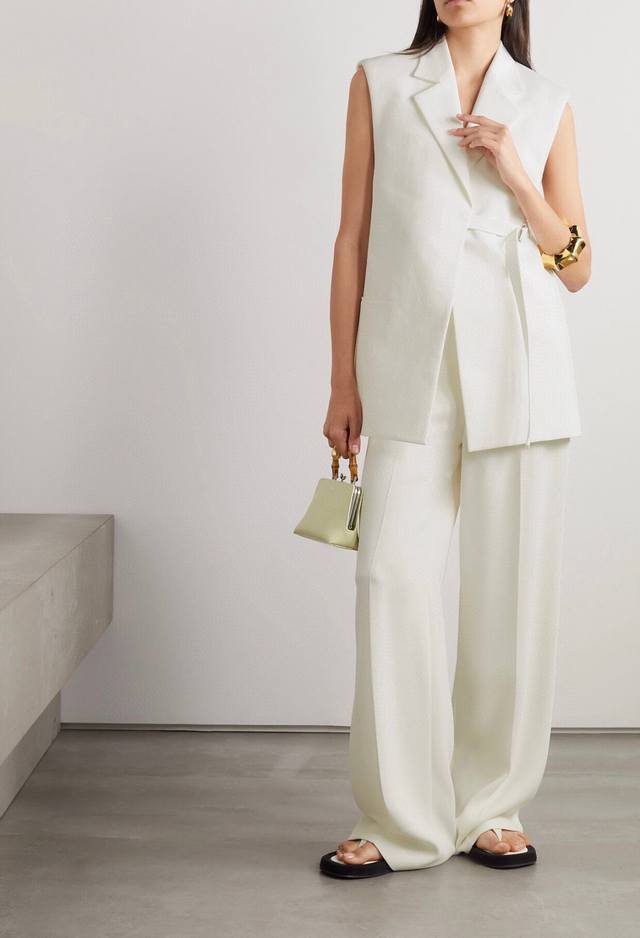 Jil Sander Minimalist Style 100% Cotton Tie-Waist Suit Vest Sizes: S, M, L Size