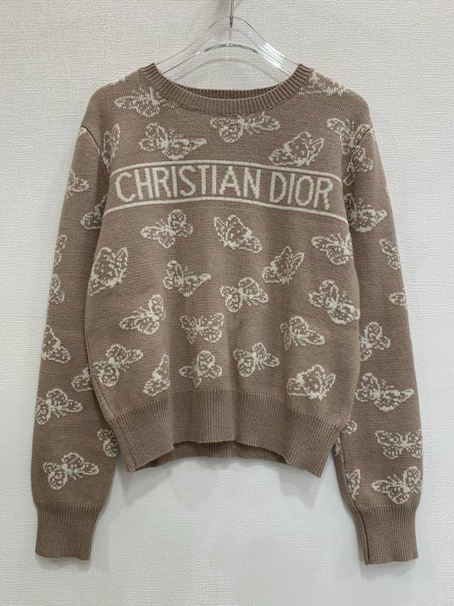 Dio* Jacquard Butterfly Wool Knit Sweater Sizes: 36 38 40 Size 38: Bust 96cm, Le