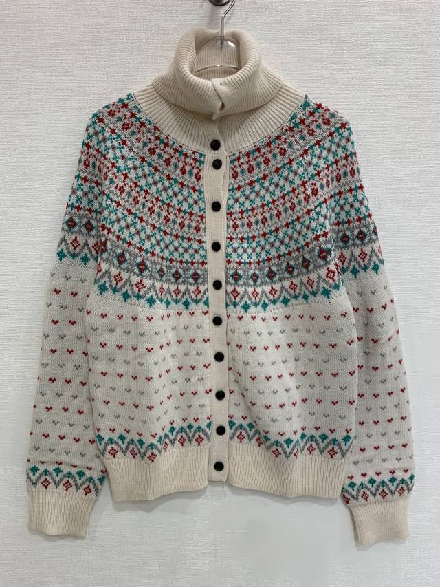 polo Fair Isle Jacquard Wool Knit Cardigan Sizes: S, M, L, Size M: Chest 96cm, L