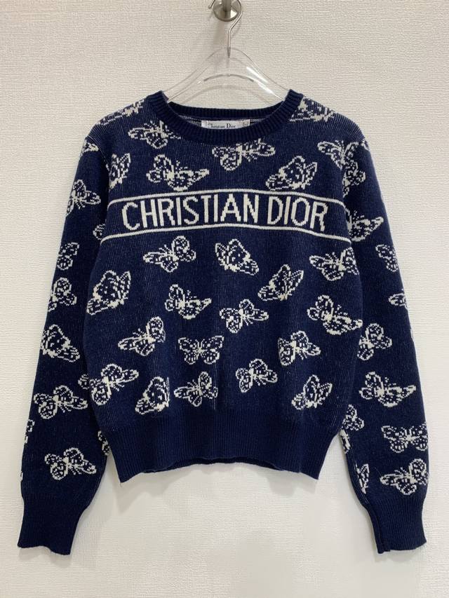 Dio* Intarsia Butterfly Wool Knit Sweater Sizes: 36 38 40 Size 38: Bust 96cm, Le