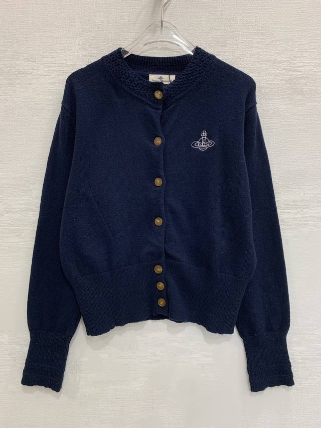 Empress Dowager Cixi Embroidered Saturn Logo Wool Knit Cardigan Sizes: S, M, L