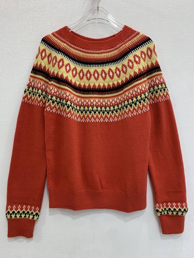 Miumi*Fair Isle Jacquard Wool Knit Sweater Sizes: 36 38 40 Size 40: Chest 88+ Le