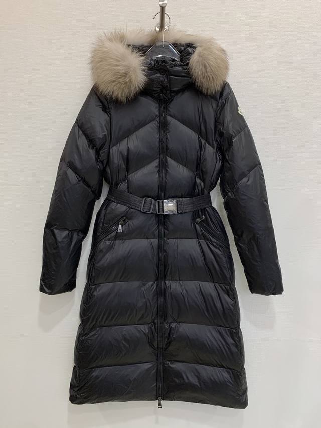 Moncle* High-end, elegant, versatile, warm, fox fur collar, hooded, fitted waist