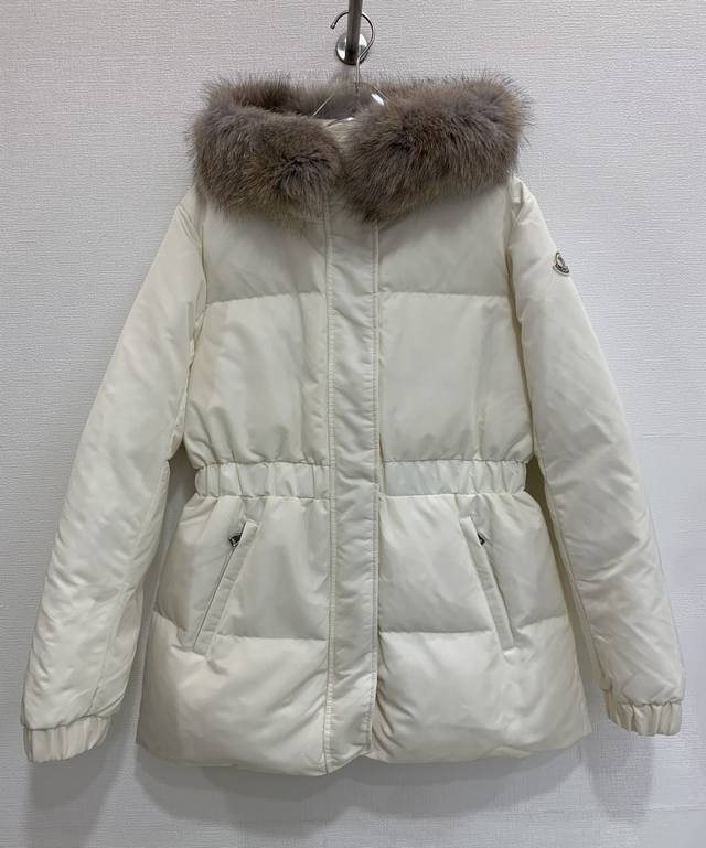 Moncle* Premium Elegant Versatile Warm Fox Fur Collar Hooded Slim Waist Down Jac