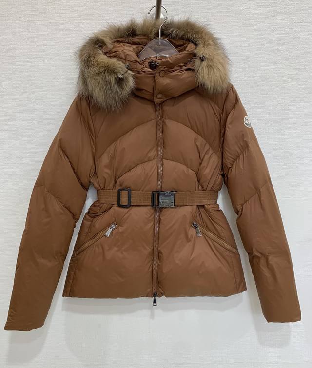 Moncle* Premium Elegant Versatile Warm Fox Fur Collar Hooded Slim Waist Down Jac