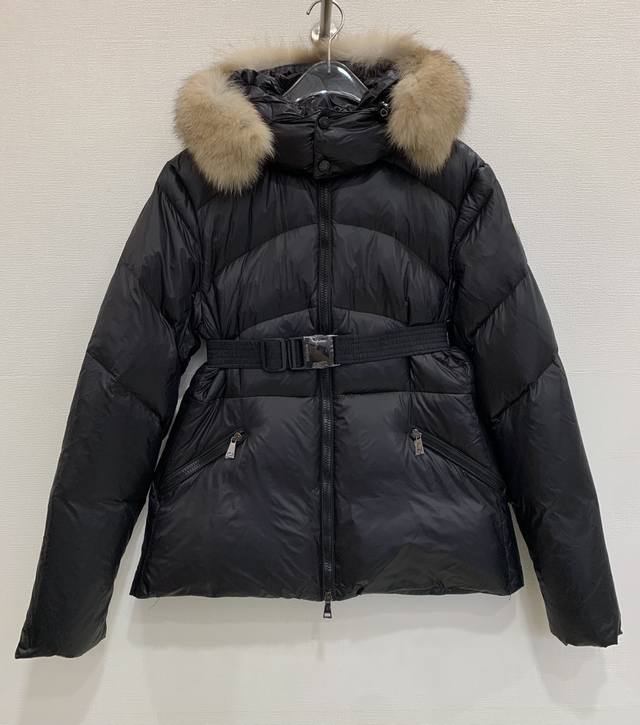 Moncle* Premium Elegant Versatile Warm Fox Fur Collar Hooded Slim Waist Down Jac