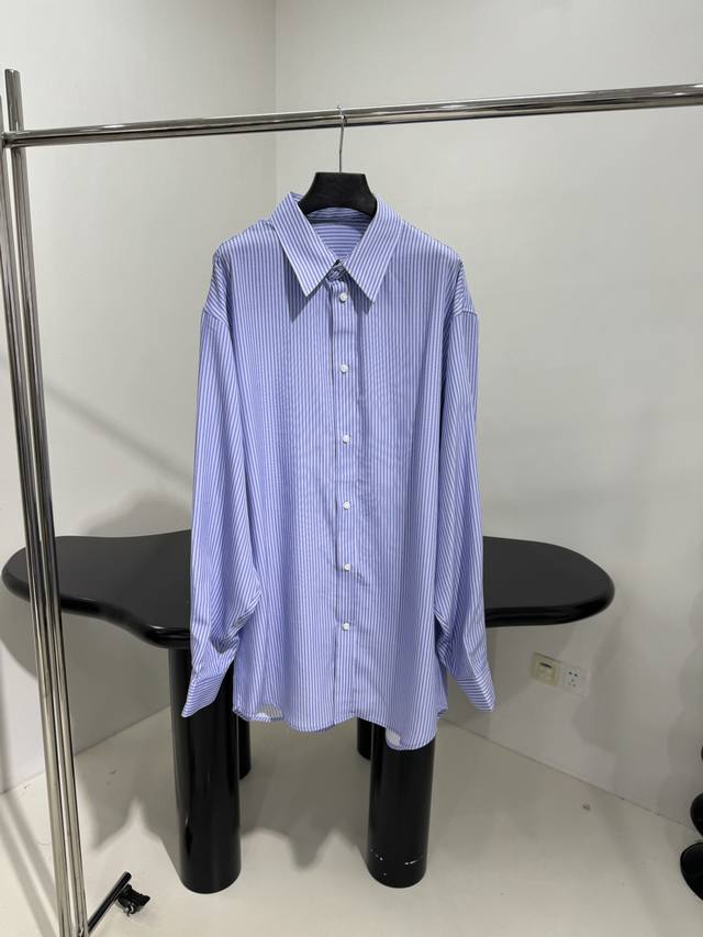 New Arrival Light Blue Cotton Striped Shirt Soft cotton knit fabric with custom