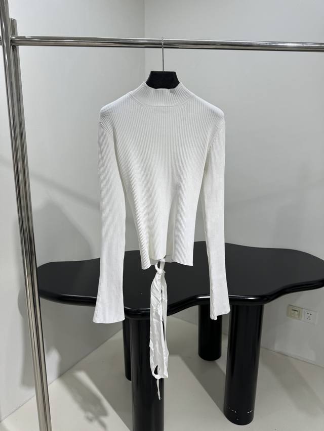 25 Autumn/Winter New Slim Fit Tie-Waist Sweater Elastic Fiber Knitted Fabric Cus