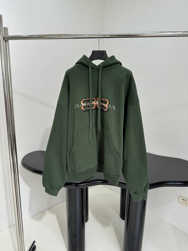 New Arrival Bb Icon Stencil Oversized Hooded Sweatshirt Custom-dyed Retro Plain