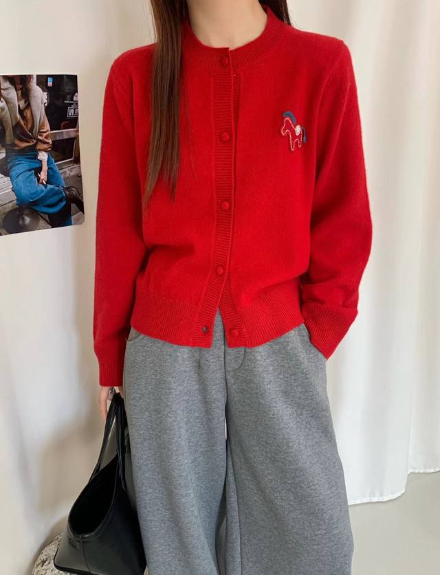 New high-end European style embroidered pony cardigan for autumn and winter, fas