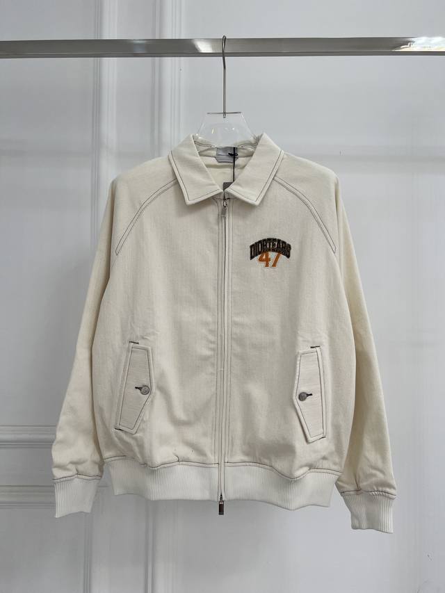 Dio24 New Collaboration 47 Embroidered Letter Jacket. Side pockets with button f