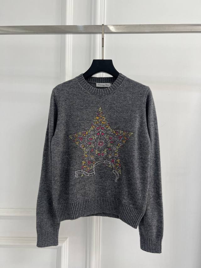 Dio 25 Autumn New Round Neck Embroidered Pullover Sweater Custom Yb Cashmere and