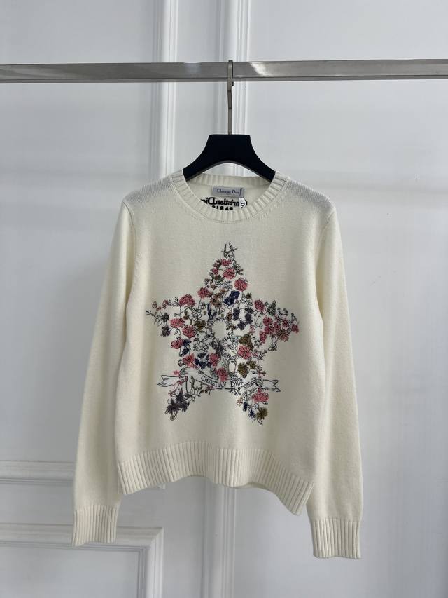 Dio 25 Autumn New Round Neck Embroidered Pullover Sweater Custom Yb Cashmere and
