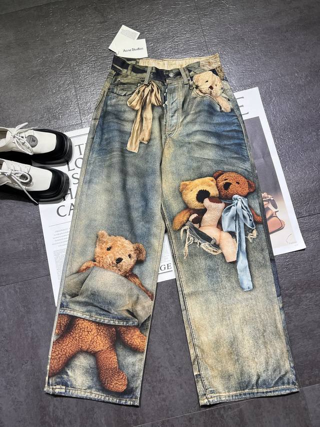 pp New Acne Studi-*1981 Bear Illusion Print Straight Leg Jeans are now available