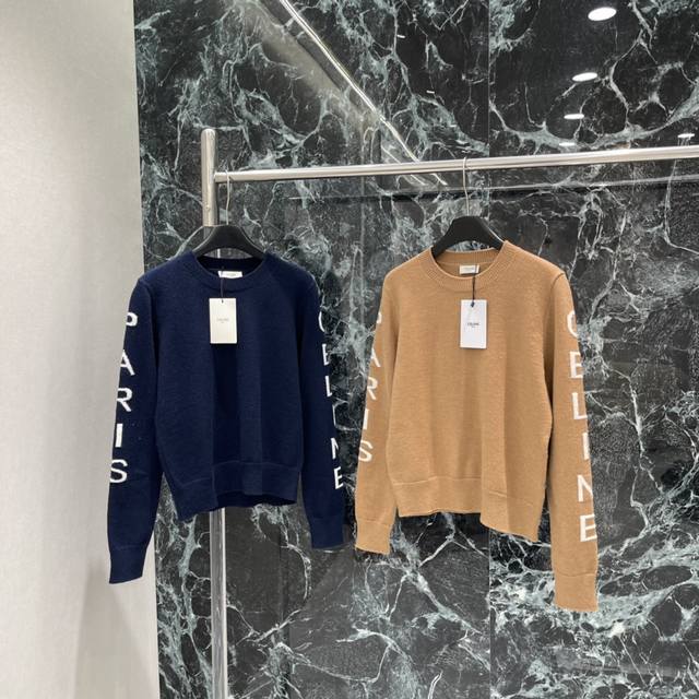 Ce 25 Autumn/Winter New Arrival Letter Jacquard Knit Sweater. The sleeves featur