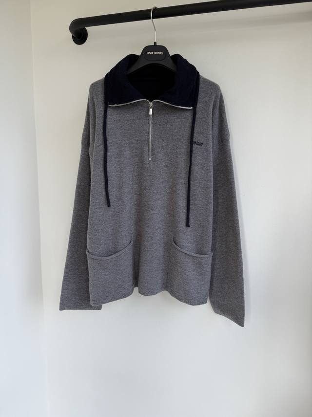 Top-tier Miu 25 series new jacquard letter lining, color-blocked fabric, zipper