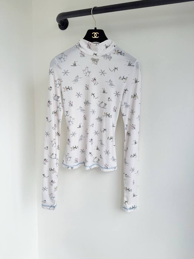 Chan25 Autumn/Winter New Ski Limited Edition Bow Floral High-Neck Knit Top. Made