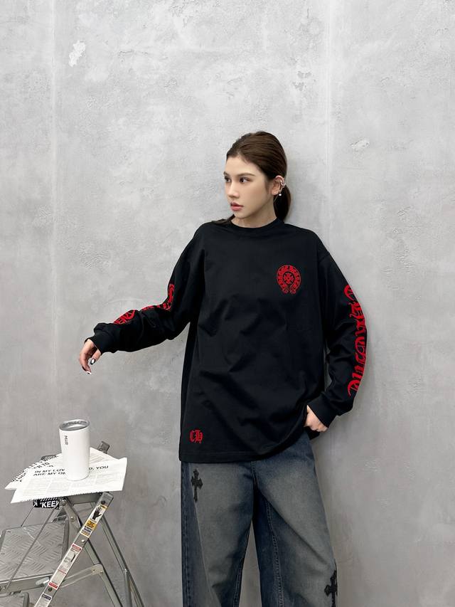 Chrome Hearts | New Long-Sleeve T-Shirt, ready-to-wear wash with 6-point flocki