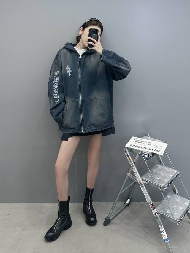 Chrome Hearts | New Denim Jacket, garment-washed with a mud-plaster finish and