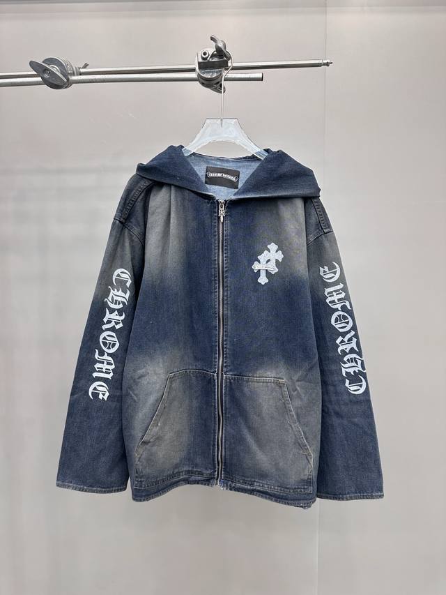 Chrome Hearts | New Denim Jacket, garment-washed with a mud-wash finish and 4 p
