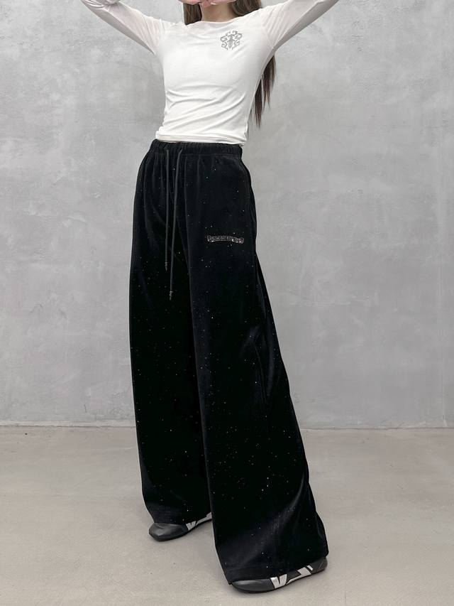 Chrome Hearts | New Casual Pants, garment-washed with rhinestone detailing, imp