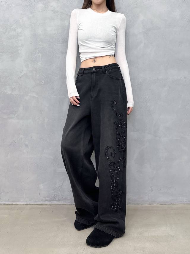 Acne | New fleece-lined jeans, garment-washed distressed finish with large-area