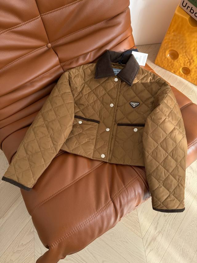 Autumn/Winter Essential Series 25Fw Retro khaki-brown diamond-patterned cotton c