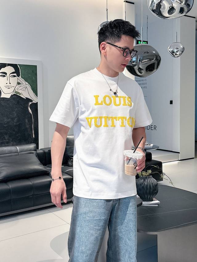 Lv 2025 Early Spring New Unisex Short-Sleeve T-Shirt! Custom-made pure cotton fa