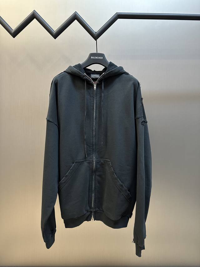 Balenciaga Letter Tape Zipper Sweatshirt Jacket Custom Honey Cotton Cloud Fleec