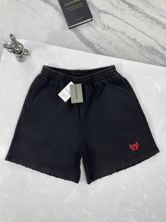 High-quality Balenciaga wheat embroidery athletic shorts - all tags included. S