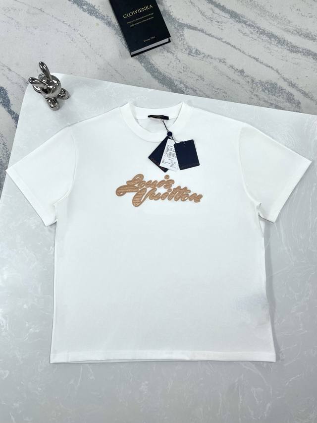 High-quality Louis Vuitton 25Ss new letter embroidered short-sleeved T-shirt Si