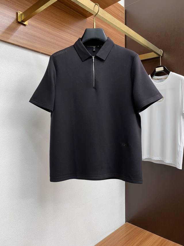 Burberry Men's High-End Simple Lapel Thickened Air Cotton Polo Short-Sleeve Shi