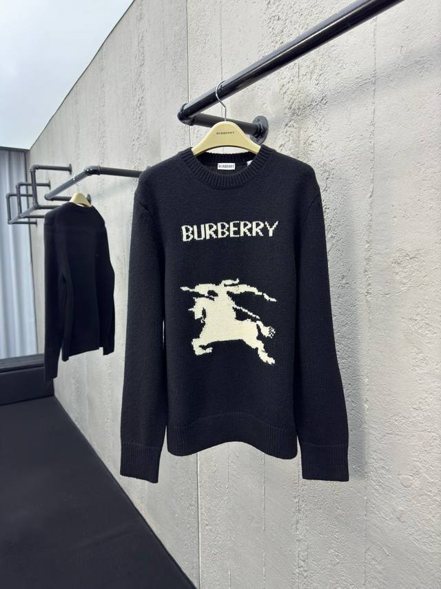 Burberry Horse Logo Cashmere Knit Sweater. Made with a blend of high-quality woo