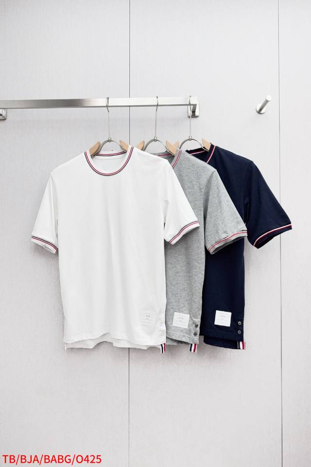 O425 Tb Ribbed Three-Color Striped T-Shirt Fabric 40 Count Premium Pure Cotton 2