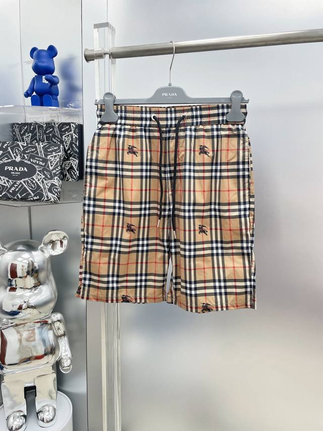 Bbr Burberry 2025 Spring/Summer Checkered Letter Casual Shorts Rr Very comfortab