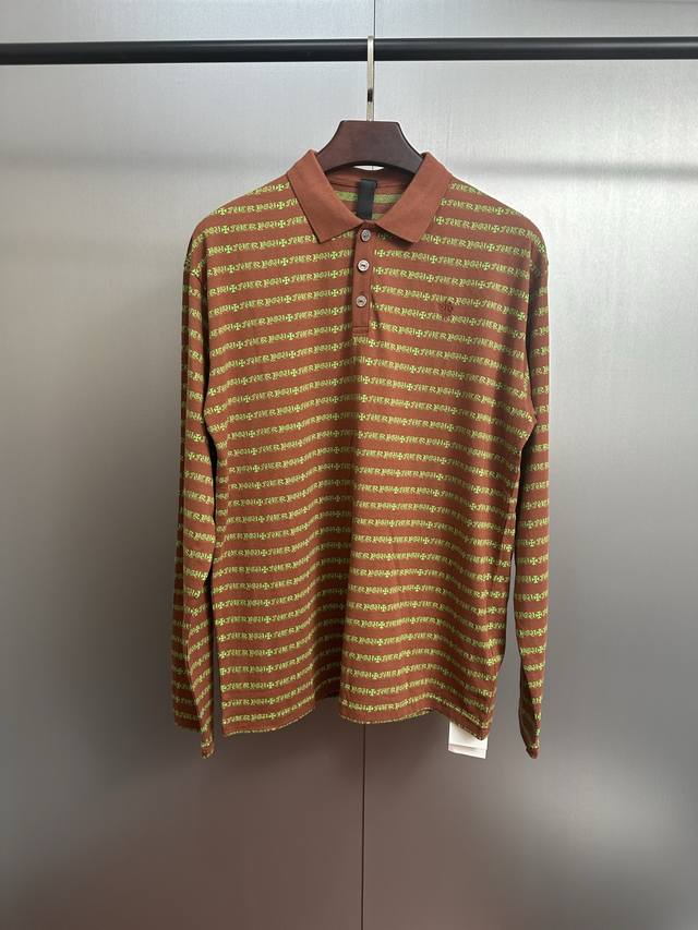 Ch 25 Cross Striped Polo Long Sleeve. Made with yarn-dyed fabric, minimum order