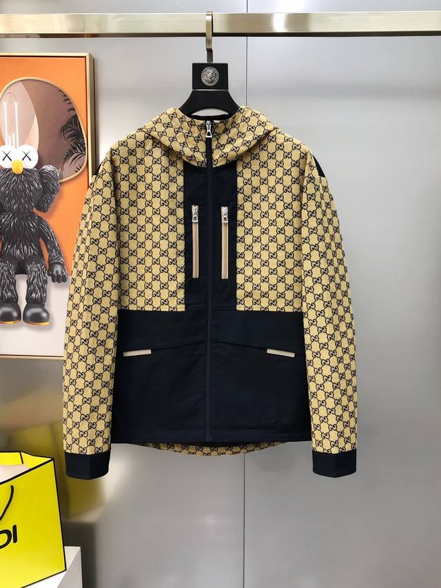 G*Cci Guqi 2025 Early Autumn New Original Men's Hooded Denim Jacket, Official We