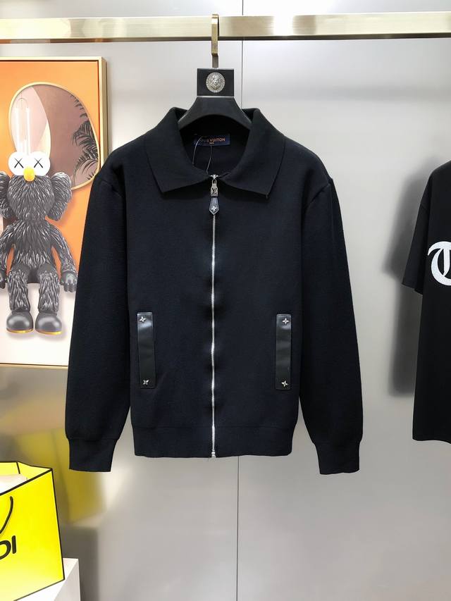 Lv Louis Vuitton 2025 New Men's Original Knitted Zipper Cardigan Sweater Wool Ca