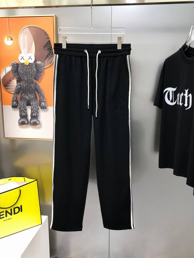 G*Cci Gucci 2025 Spring/Summer New Arrival Men's Straight Leg Casual Pants, Orig