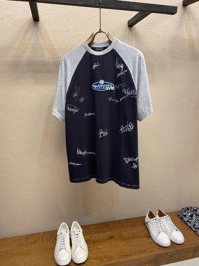 Balenciaga, 25Ss New Patchwork Raglan T-Shirt Unisex In Stock Fabric: 24S Double