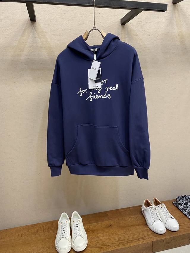 Dior, 25Ss Solid Color Logo Letter Hooded Long-Sleeve Sweatshirt ( , Authentic,