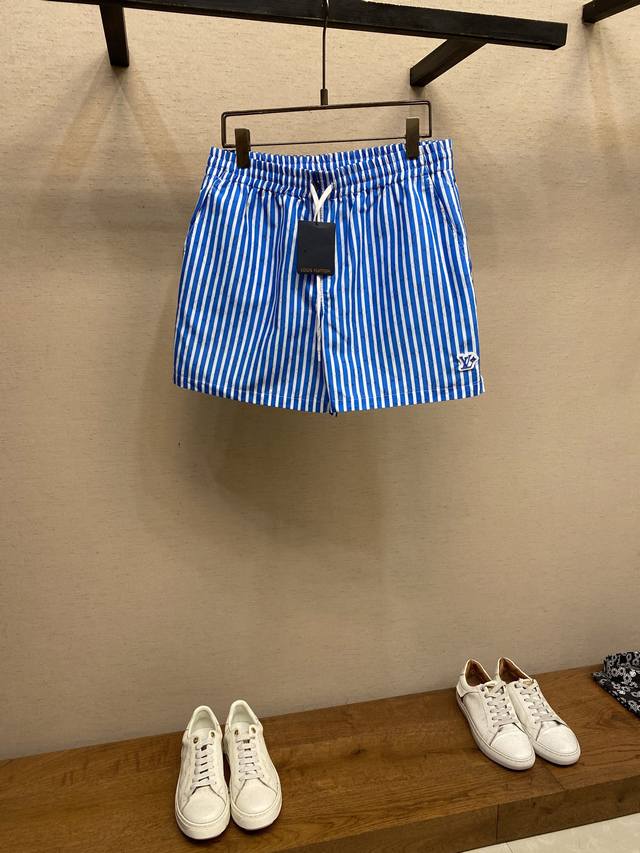 p2901V, Blue and white striped printed beach shorts Original, purchased for 550;